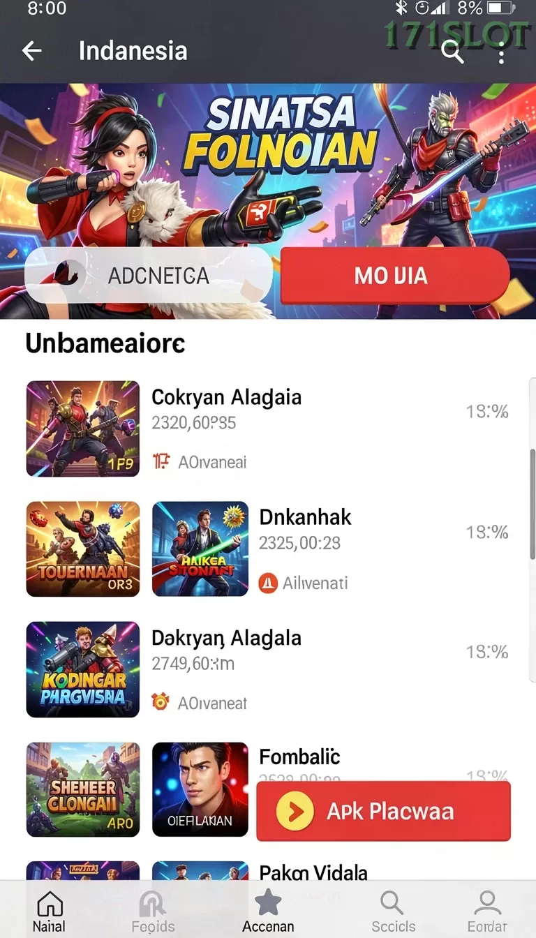 Cuplikan layar MEGA188 — aktivitas